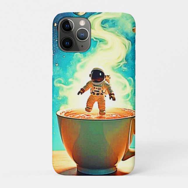 Capa Para iPhone 11 Pro Cosmic Brew: Astronaut's Coffee Dream (Verso)