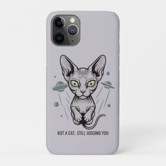 Capa Para iPhone 11 Pro Cosmic Judging Sphynx Cat Art