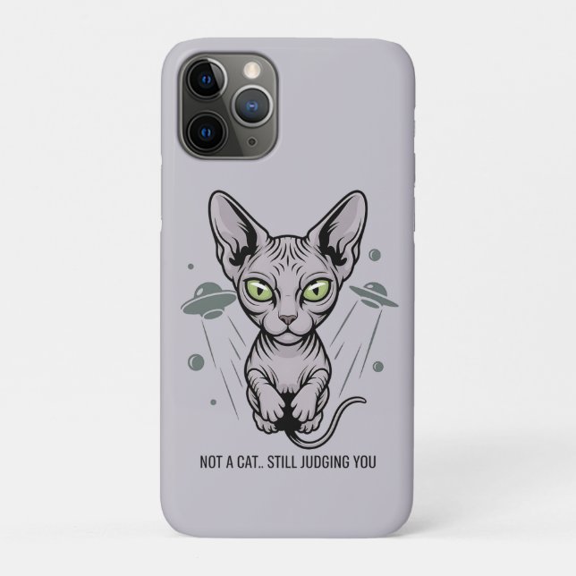 Capa Para iPhone 11 Pro Cosmic Judging Sphynx Cat Art (Verso)