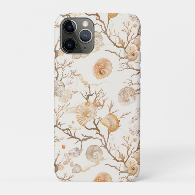 Capa Para iPhone 11 Pro Costeira russa - Conchas, Starfish, Recife (14) (Verso)