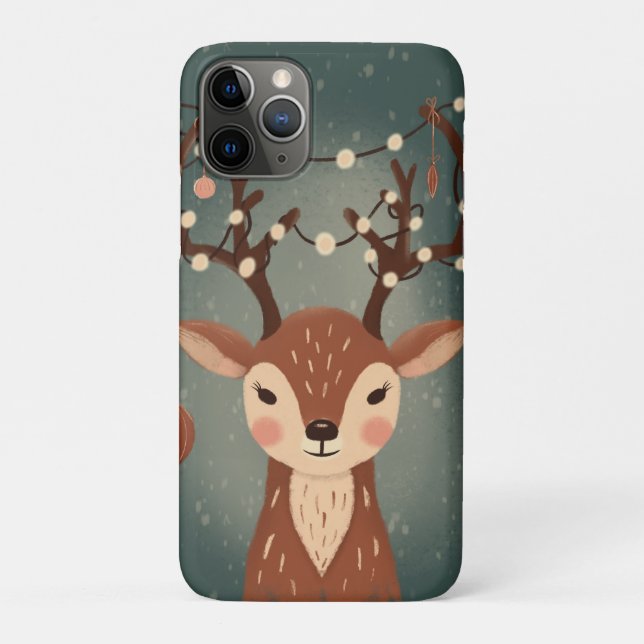 Capa Para iPhone 11 Pro Cozy Christmas Deer with Ornaments and LPhone Case (Verso)