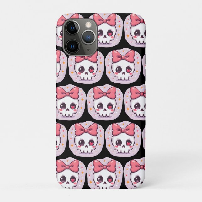 Capa Para iPhone 11 Pro Cranio Pastel Goth com Laço (Verso)