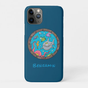 Capa Para iPhone 11 Pro Criaturas marinhas engraçadas desenho submarino 2