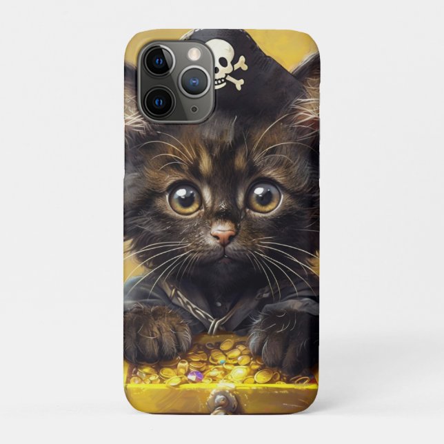 Capa Para iPhone 11 Pro Cristóvão Pirata Adorável com tesouro de Ouro (Verso)