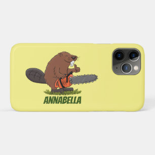 Capa Para iPhone 11 Pro Curioso castor com humor de desenho animado