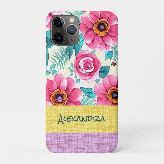Capa Para iPhone 11 Pro Custom beautiful feminine botanical pattern (Verso)