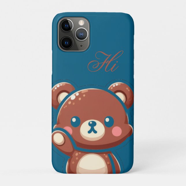 Capa Para iPhone 11 Pro Cute Bear iPhone Case –Teal Blue Teddy Bear Barely (Verso)