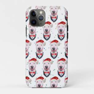 Capa Para iPhone 11 Pro Cute Bull Terrier Dog Christmas Pattern