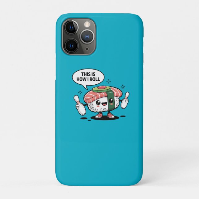 Capa Para iPhone 11 Pro Cute Kawaii Sushi com pinos de boliche (Verso)