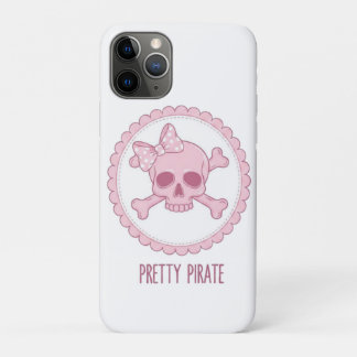 Capa Para iPhone 11 Pro Cute Pastel Pink Skull with Bow and Crossbones Des