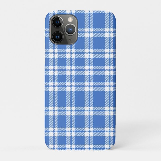Capa Para iPhone 11 Pro Cute Retro Blue Gingham Plaid Pattern (Verso)