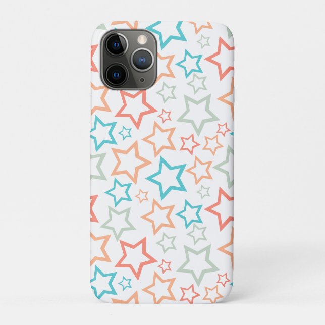 Capa Para iPhone 11 Pro Cute Retro Pastel Estrelas Verão Praia  (Verso)