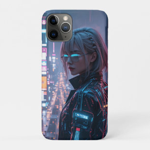Capa Para iPhone 11 Pro Cyberpunk Cityscape Poster Futurística Female Hack