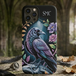 Capa Para iPhone 11 Pro Dark Academia Gothic Raven Floral