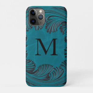 Capa Para iPhone 11 Pro Decoração Floral Faux Leather Western com Tool em