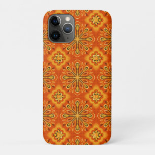 Capa Para iPhone 11 Pro Decorativo do Padrão de Flor do Abstrato do Orange