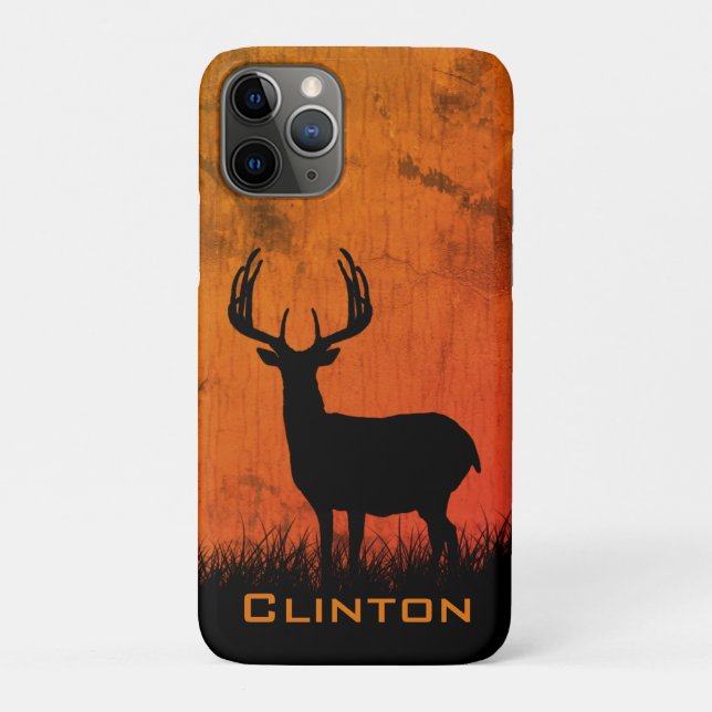 Capa Para iPhone 11 Pro Deer Hunting Large Antlers Name (Verso)