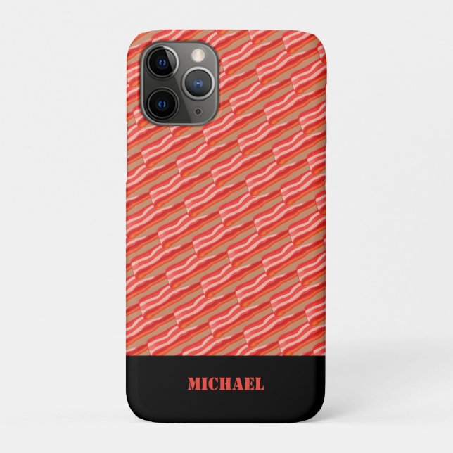 Capa Para iPhone 11 Pro Delicioso Bacon Personalizado Divertido  (Verso)