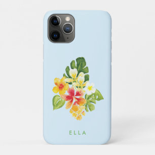 Capa Para iPhone 11 Pro Denominação floral de aquarela de ilha tropical