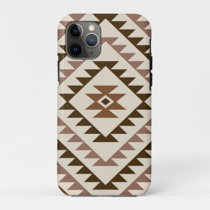 Capa Para iPhone 11 Pro Desenho de Motivo Diamante Asteca Marrons+Cream