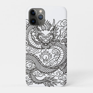Capa Para iPhone 11 Pro Desenho de Mousepad Linha de Dragão Japonês
