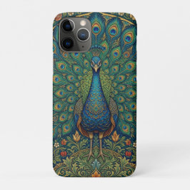 Capa Para iPhone 11 Pro Desenho de pavão boêmio vintage elegante