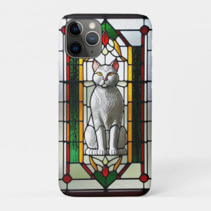 Capa Para iPhone 11 Pro Desenho de Vitral com Gato