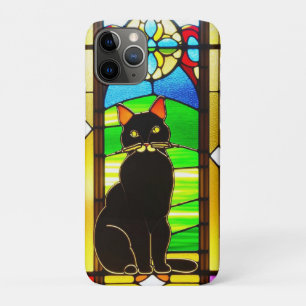 Capa Para iPhone 11 Pro Desenho de Vitral com Gato