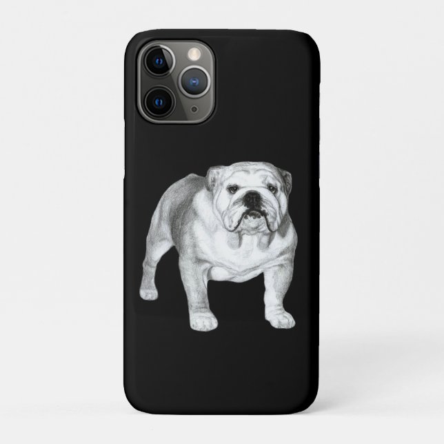 Capa Para iPhone 11 Pro Desenho do Buldogue Inglês (Verso)