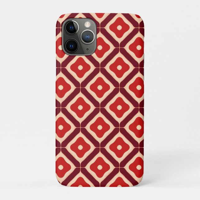 Capa Para iPhone 11 Pro Desenho Geométrico Abstrato Vermelho (Verso)