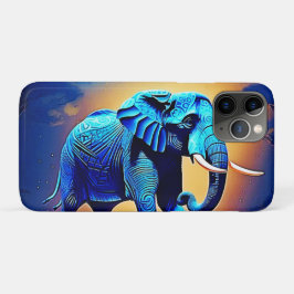 Capa Para iPhone 11 Pro Design de Brilho de Elefante Azul