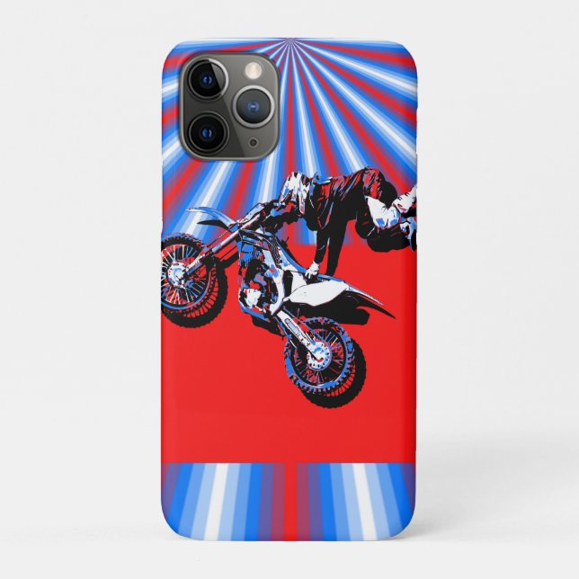 Capa Para iPhone 11 Pro Design de Cavaleiro de Motocross Retro (Verso)