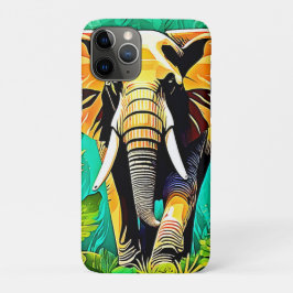 Capa Para iPhone 11 Pro Design de Cena de Elefante da Selva Vibrante