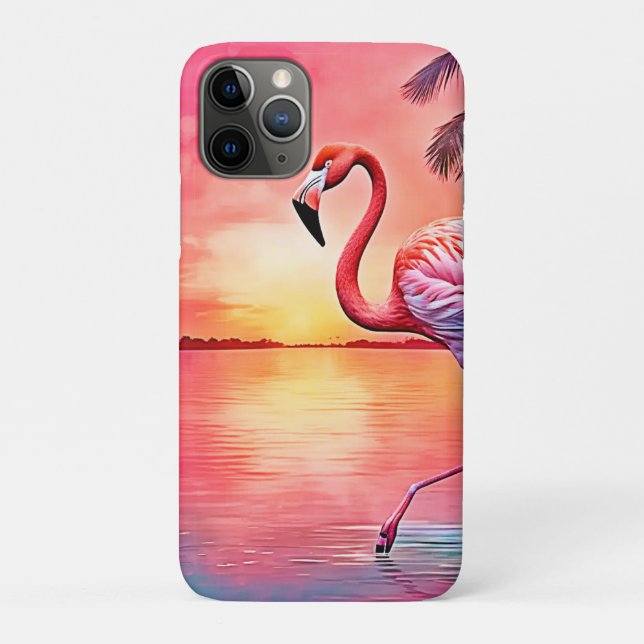 Capa Para iPhone 11 Pro Design de cena de Flamingo rosa (Verso)