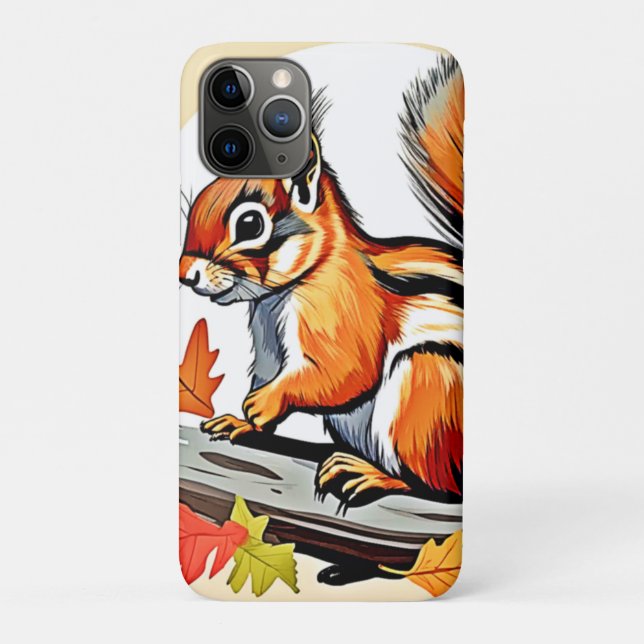 Capa Para iPhone 11 Pro Design de Charme de Esquilo de Outono (Verso)