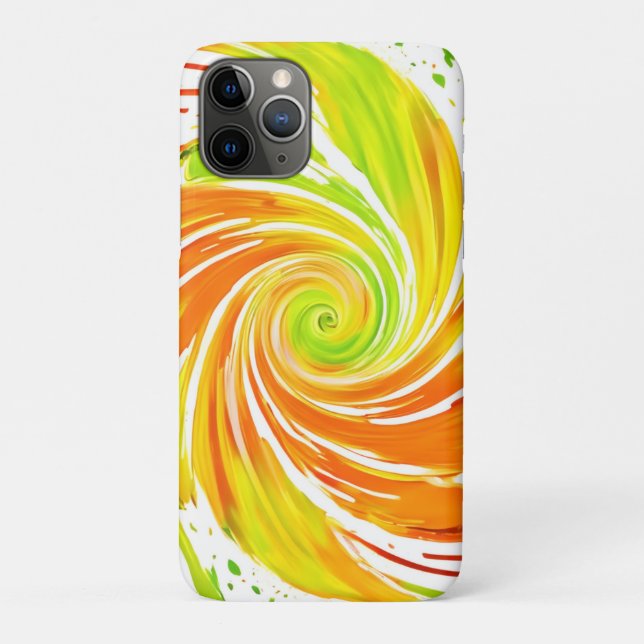 Capa Para iPhone 11 Pro Design de espiral verde e laranja (Verso)