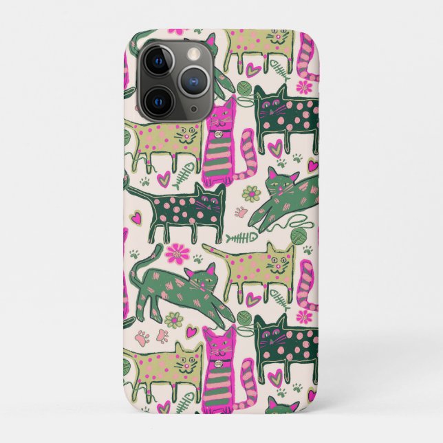 Capa Para iPhone 11 Pro Design de Gato Retro Divertido (Verso)