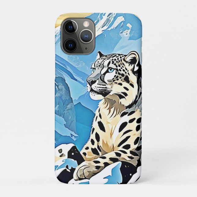 Capa Para iPhone 11 Pro Design de Leopardo de Neve Selvagem (Verso)