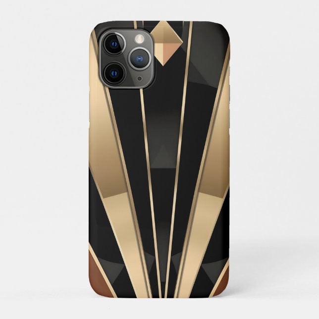 Capa Para iPhone 11 Pro Design de Luxo Geométrico Art Deco Solburst (Verso)