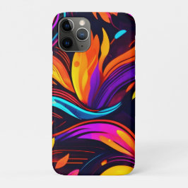 Capa Para iPhone 11 Pro Design de Neon Fire com Ícones de Fiery