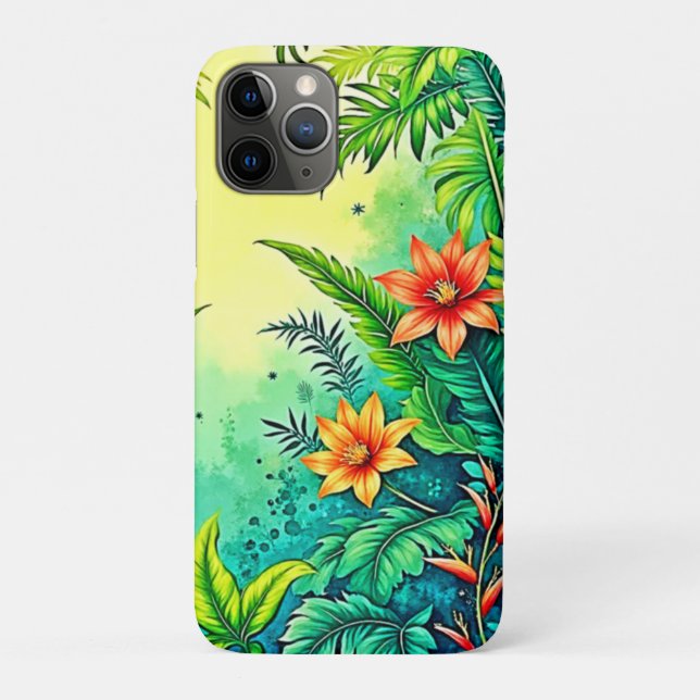 Capa Para iPhone 11 Pro Design de Paraíso Tropical Jungle Lush (Verso)