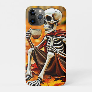 Capa Para iPhone 11 Pro Design de Quebra de Café do Skeleton do Autumn
