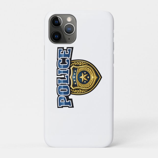 Capa Para iPhone 11 Pro Design de Texto em Negrito de Insígnia da Polícia (Verso)