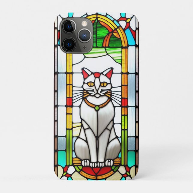 Capa Para iPhone 11 Pro Design de Vidro Mantido com Gato (Verso)