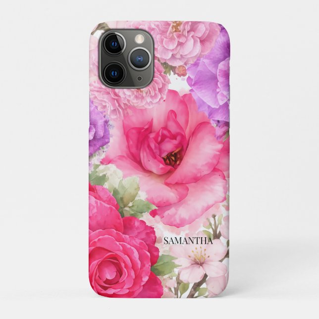 Capa Para iPhone 11 Pro Design Floral Personalizado (Verso)