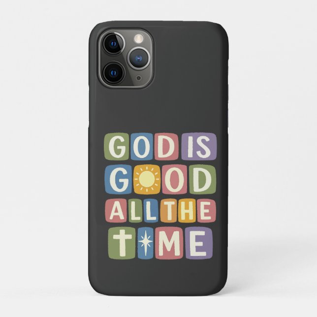 Capa Para iPhone 11 Pro Deus é bom O tempo todo Fé retrô (Verso)