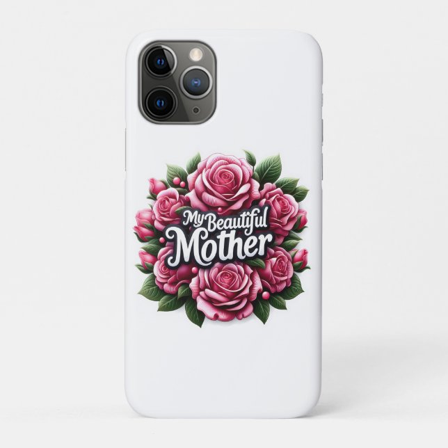 Capa Para iPhone 11 Pro Dia de as mães Palavras "Minha Mãe Bonita" (Verso)