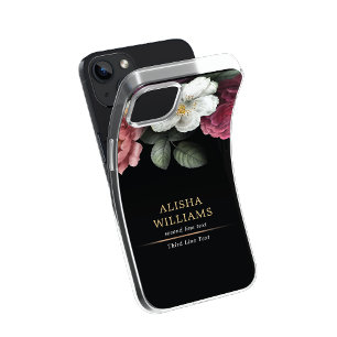 Capa Para iPhone 11 Pro Dourado negócio Floral Preto de Luxo Personalizad