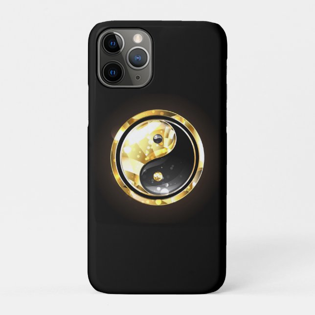 Capa Para iPhone 11 Pro Dourado Yin Yang a preto (Verso)