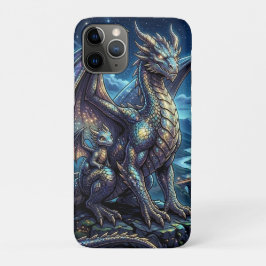 Capa Para iPhone 11 Pro Dragões Celestiais ao Luar e Castelo